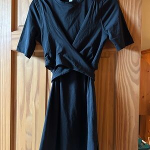 lululemon athletica Black Midi Wrap-Front Dress